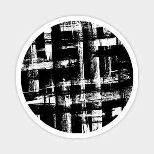 Artist Brush Rough Strokes Weave Pattern Minimal Black and White Art Magnet